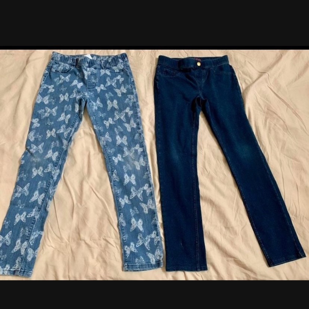 Girls Butterfly Leggings Jeans & Blue Jeggings size 10